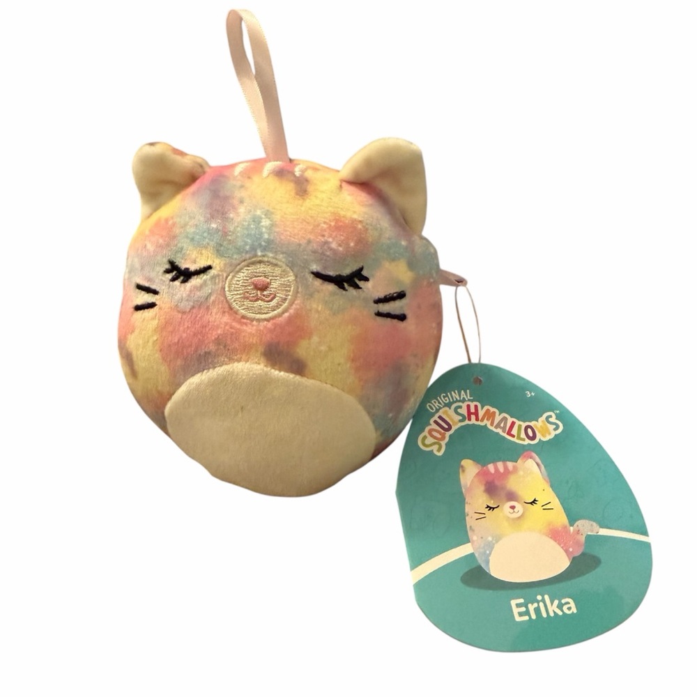 Squishmallows Colorful Erika the Cat Plush Toy Ornament - NWT